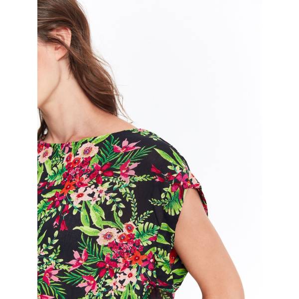 TOP SECRET дамска блуза с къс ръкав и флорални мотиви